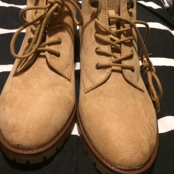 Qupid Faux Suede Camel Boots - Picture 2 of 4
